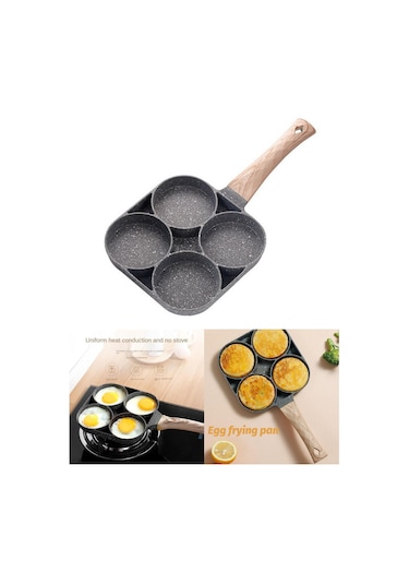 Homyl 4 Delikli Omlet Tavası Yumurta Kızartma Pişirme Mutfağı Gazlı + İndüksiyon Ocak