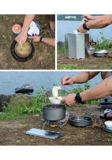 Naturehike Katlanır Rüzgar Kesici Aparat 10 Parça Mz Gümüş