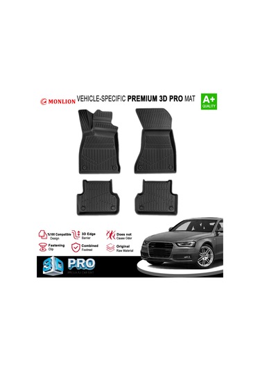Paspasları, Audi A4 2011-2016 3d Lazer Ölçülü Kokusuz Kaymaz Önvearka