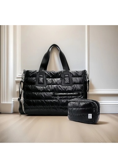 Gateesat Silvery Two Piece Set 2 Parça Büyük Kapasiteli Sportör Çapraz Body Fitness Çanta Gümüş İki Parça Takım Elbise