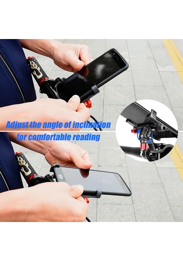 Fosenze Motosiklet Bisiklet Telefon Tutucu, Alüminyum, 360 Dönebilen, 25-31.8mm Direk Uyumlu, 55-95mm Genişlik Ayarı, Siyah