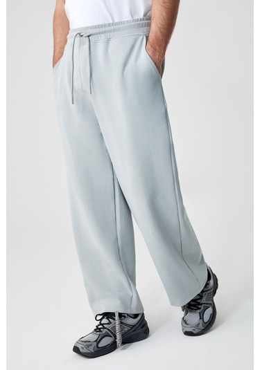 GRIMELANGE Faust Erkek Dik Yaka Oversize Uzun Kol Fermuarlı Beli Lastikli Gri Eşofman Takımı Gri