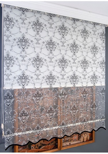 Çift Mekanizmalı Simli Tül Stor Perde Beyaz-siyah