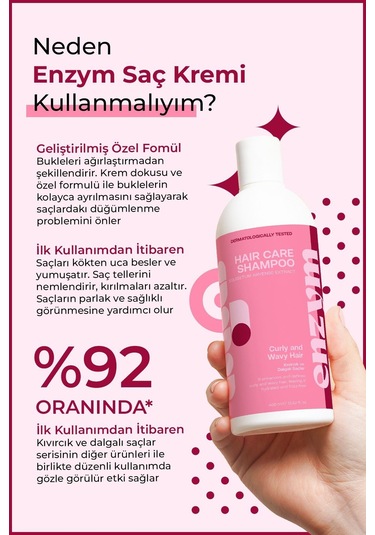 Enzym Cosmetics Kıvırcık Ve Dalgalı Saçlar İçin Bukle Belirginleştirici Saç Bakım Kremi 400 ML