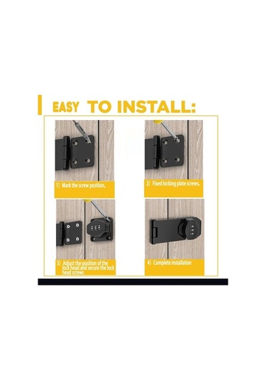 Ulzyvf Siyah Parola Paket, Kombinasyon Kilidi, Kapı İçin Hasp Güvenlik Kiliti, Döner Basamaklı 2 Adet