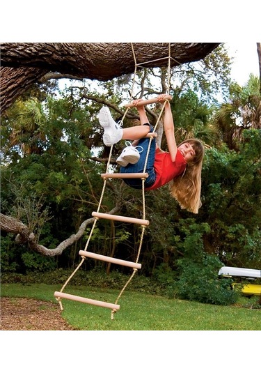 Ahşap Basamaklı İp Merdiven Halatlı Tırmanma Merdiveni Oyuncak