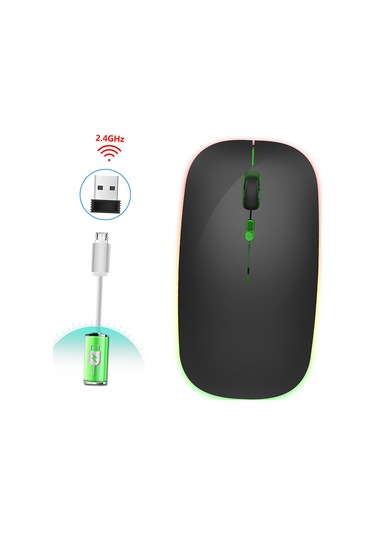Geeksen M40 Kablosuz Mouse, 4 Tuşlu, 800-1600 Dpı, 10m Menzil, Şarj Edilebilir, Siyah/gümüş M40