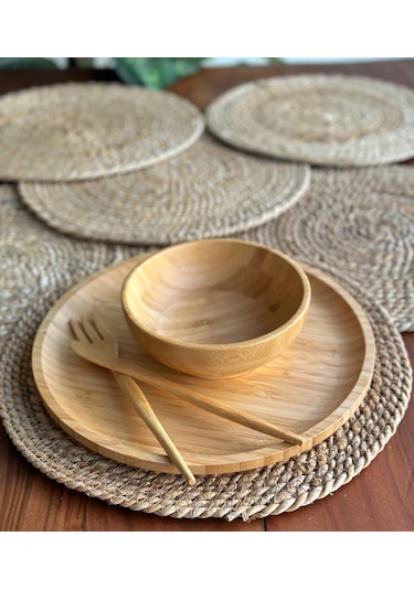 Atbyhome Hasır Supla 6'lı Kalın Sık Örgülü 35 Cm Bej