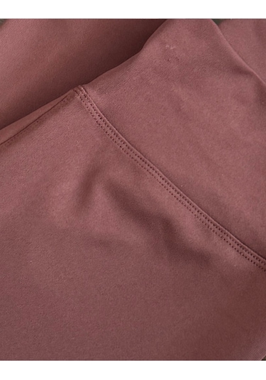 Alya Underwear Büyük Beden Tayt Dalgıç Kumaş Yüksek Bel Kahverengi