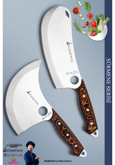 Sürmene Serisi Mutfak Bıçak Seti Ekmek Sebze Salata Börek Pizza Şef Bıçağı 2 Li Set Kahve Mft-217 Kahverengi