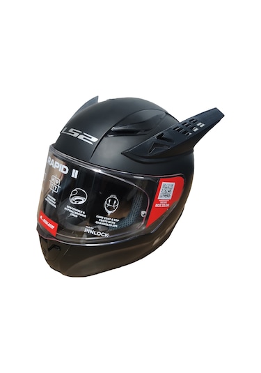 Motospartan Kask Boynuzu Siyah Yarışçı Tipi