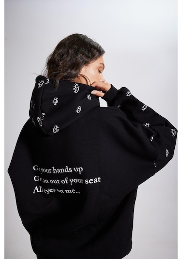 Holly Lolly Oversize Kapüşonlu Unisex Eye Sweat Siyah