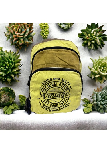 Kaliteli Vintage Disayn Sırt Gezi Çantası New Patchwork 5017 Gri - Sarı