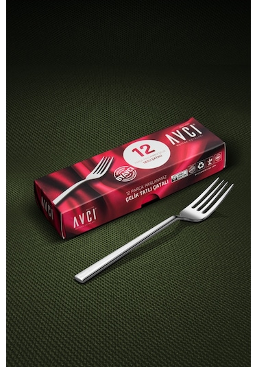 Avcı Klas 12 Adet Tatlı Çatalı 18/10 Paslanmaz Çelik Gümüş