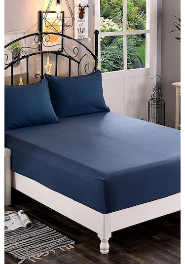 Battal Boy Lacivert Lastikli Çarşaf 180x200