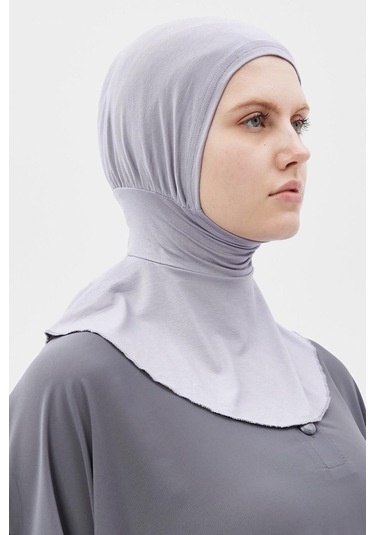 Kadın Tesettür Pratik Boyunluklu Hijab - Sporcu Bone Gri