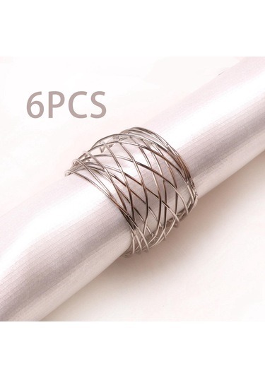 Suntek 6x El Sanatları Peçete Halkaları Parti Yemek Masası Gümüş