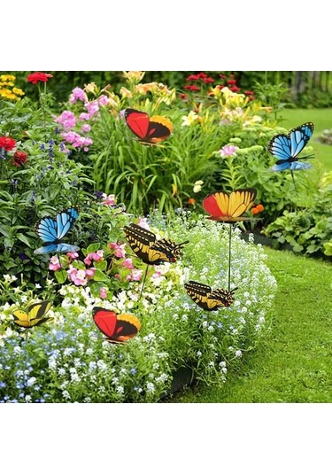 Pazly Yağmura Süsleri Kelebek Geeroyoo Dekorasyonu Dayanıklı 3d Çiçek Bahçe Seti 12 Adet - Sj