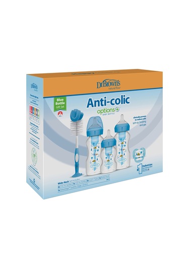 Dr Brown's Geniş Ağız Anti Kolik Options+ Pp Biberon Seti Mavi