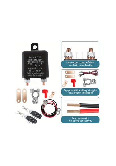 Xuweiwei 200a 12v Uzaktan Kumanda Batarya Kesici Anahtarı Otomatik Kapanma Anahtarsız Giriş 12v Röle Anahtarı Araba Rv Motosiklet Tekne