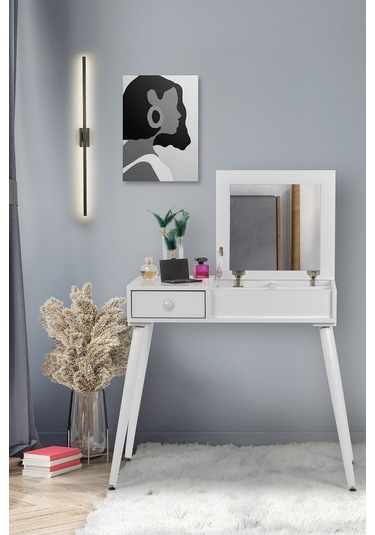 Tual Beyaz /makyaj Masası / Makyaj Organizeri / Aynalı Makyaj Masası
