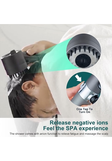 Qianfan Masajlı Filtreli 3 Fonksiyonlu Siyah El Duşu, Siyah