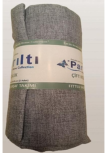 1448bng90298çarşaf Fıtted Çift Kişilik Keten Tarzı Pamuk Kumaş 2yastık Kılıflı Buz Gri Elyapım