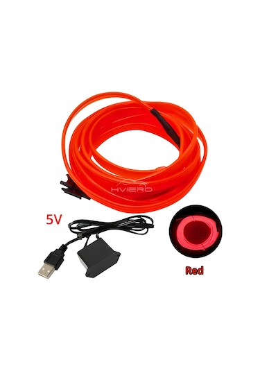 Sıcak Satış 1/2/3/5m Araba Iç Aydınlatma Led Kapı Şeritleri Dekorasyon Çelenk Teli Red-usb 2m 1 Piece Set