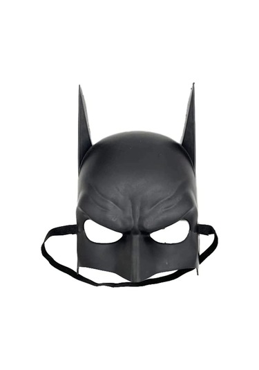 Siyah Renk Çocuk Boy Arkadan Lastikli Batman Maskesi A Kalite 20x14 Cm Renkli