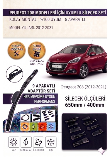 Peugeot 208 Ön Cam Silecek Takımı 2012-2021