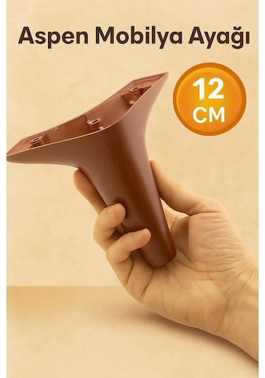 Aspen Mobilya Ayağı 12 Cm Ahşap Desenli Kanepe Koltuk Tv Ünitesi Baza Uyumlu Kahverengi