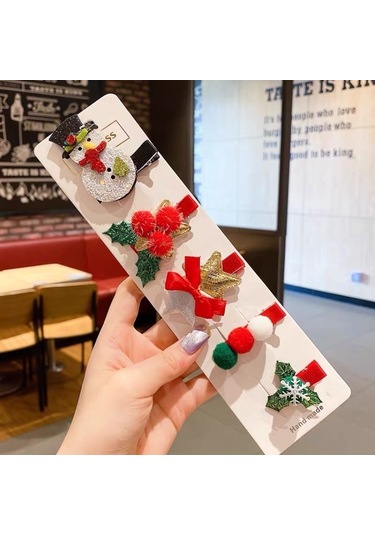 5 Adet Noel Çocuk Sevimli Saç Aksesuar No:1 Kardan Adam