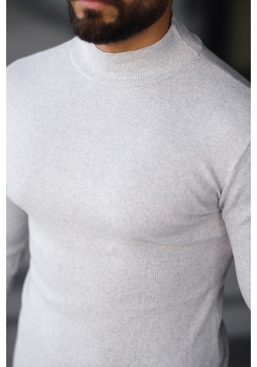 3'lü Paket Yarım Boğazlı Erkek Kazak Siyah - Gri