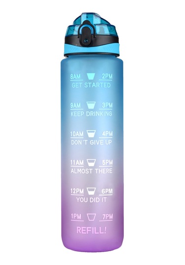 Skycity 1000ml Tritan Materyal Spor Su Böceği, Zıplayan Kapak Ve Emme Ağızlı, Günlük Sulama İçin Taşınabilir, Mavi-mor Renkli MAvi