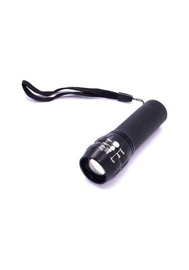 Btm Klasik Zoomlu Led El Feneri. Kamp Feneri.Dağcı Pilli Fener Siyah