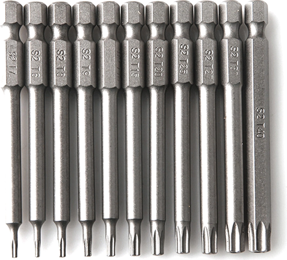 Neevoyu 11 Adet Chrom Vanadyum Çelik 75mm Yıldız Tipi Delikli Tornavida Ucu Seti - Fırça Sandalye Uçları Kombinasyonu