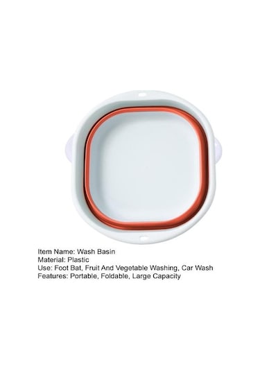 Novahub Pembe Katlanabilir Lavabo Plastik Taşınabilir Havuz Ayak Banyosu Havzası Mutfak Meyve Sebze Yıkama Havzası Pembe