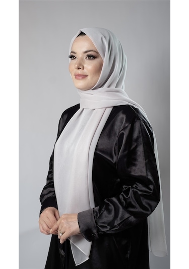 Açık Vizon Düz Klasik Şal Şifon Kumaş Janjan Abiye 202108 56 Açık Vizon