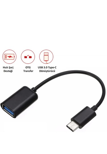 Qasul Type C Usb 3.0 Otg Adaptör - Çevirici Dönüştürücü Siyah