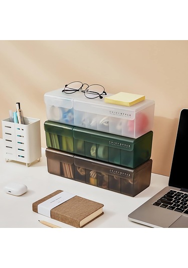 Yaozixa Siyah Kabloları Düzenleyici Kutusu - 7 Bölmeli Usb, Şarj Aleti, Kulaklık Ve Kabloları Sıralama, Masayı/çekmeceyi Temiz Tutma Çözümü