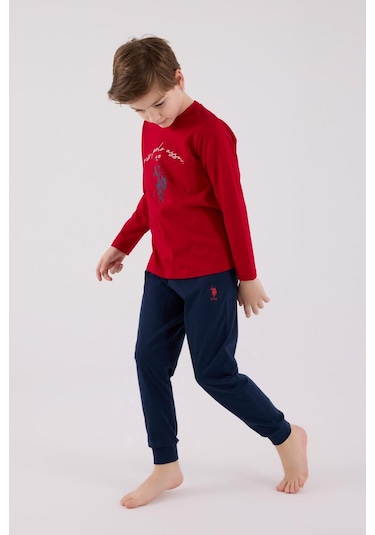 U.s. Polo Assn. Erkek Çocuk Uzun Kol Pijama Takım Kırmızı-1816 Kırmızı