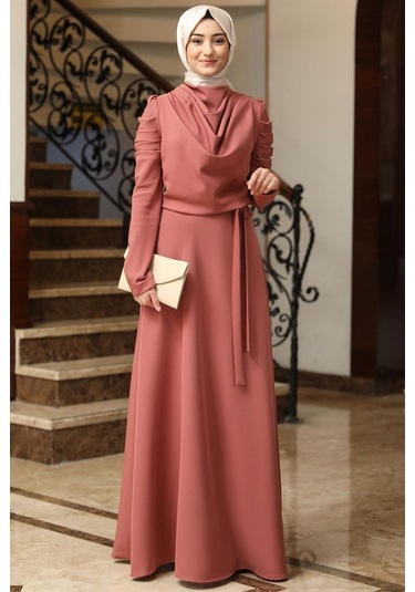 Kardelen Tesettür Elbise Kiremit Kiremit