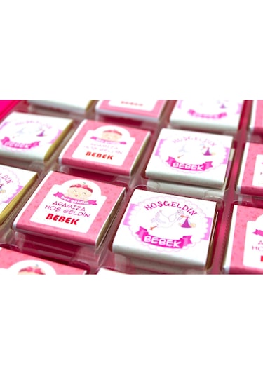 Dark Brown Hoşgeldin Bebek Çikolatası Kız Çoçuk Madlen 48 Adet