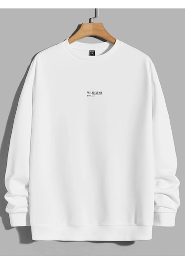 Adrift Coko Serisi Manfinity Homme Letter Graphic Pullover Beyaz