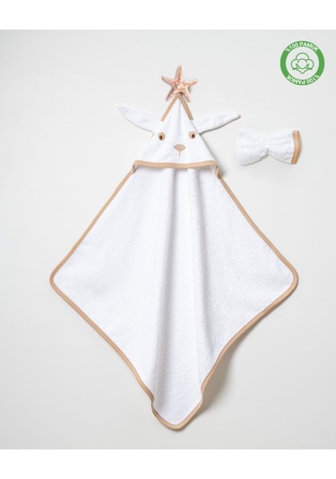 Tavşan Kulaklı Silgi Havlu Beyaz-Bej