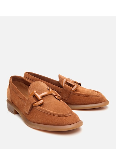 Hotiç Kadın Süet Deri Taba Esnek Tabanlı Günlük Loafer 01ayh306180a370 Taba