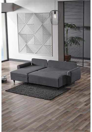 Kagu Corner Flavia Köşe Takımı Puflu Koyu Gri