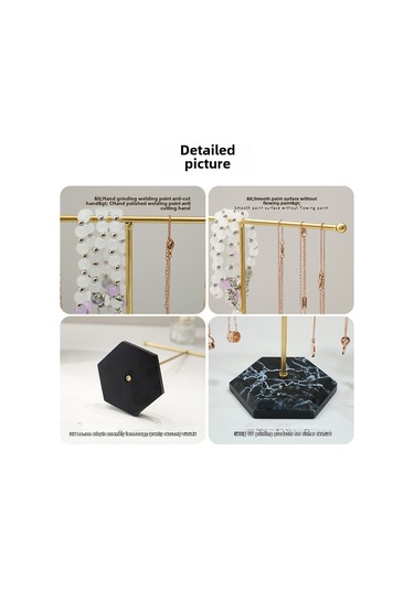 Altın Ve Siyah Taban T Şeklinde Mücevher Standı, Çıkarılabilir Yoğunluklu Tahta Tabanı A