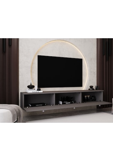 Melura Tv Ünitesi - Tv Sehpası 200 Cm Duvara Monte %100 Mdf Gri