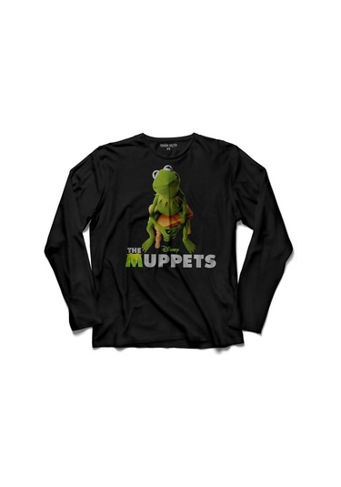 The Muppets Kaplumbağa Kermit Uzun Kollu Tişört Baskılı Çocuk T-shirt 001